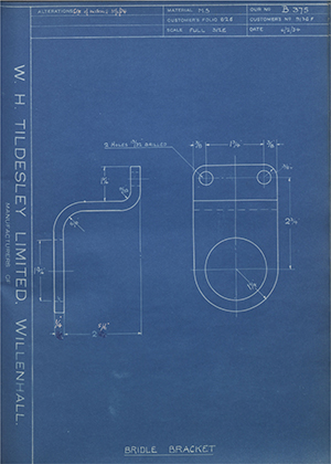 Albion Motors 9136F Bridle Bracket WH Tildesley Forging Technical Drawing