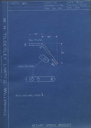 Albion Motors 9137J1 Return Spring Bracket WH Tildesley Forging Technical Drawing