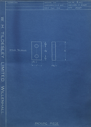 Albion Motors 9146E Packing Piece WH Tildesley Forging Technical Drawing