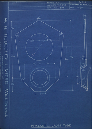 Albion Motors 9154E Bracket for Cross Tube WH Tildesley Forging Technical Drawing