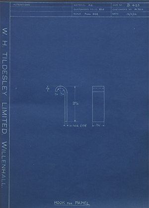 Albion Motors 9158D Hook for Panel WH Tildesley Forging Technical Drawing
