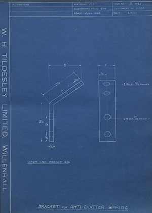 Albion Motors 9158H Bracket for Anti-Chatter Spring WH Tildesley Forging Technical Drawing