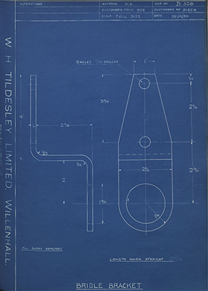 Albion Motors 9165H Bridle Bracket WH Tildesley Forging Technical Drawing