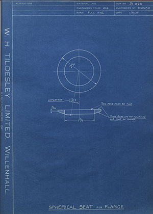 Albion Motors 9195D2 Spherical Seat for Flange WH Tildesley Forging Technical Drawing