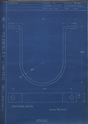 Albion Motors 9195M Bridle WH Tildesley Forging Technical Drawing