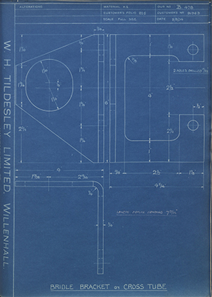 Albion Motors 9196B Bridle Bracket on Cross Tube WH Tildesley Forging Technical Drawing