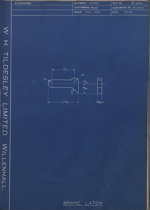 Albion Motors B2944 Brake Latch WH Tildesley Forging Technical Drawing