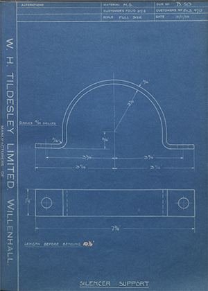 Albion Motors EXS4713 Silencer Support WH Tildesley Forging Technical Drawing