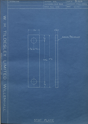 Albion Motors EXS479A Stop Plate WH Tildesley Forging Technical Drawing