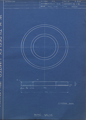 Albion Motors V78 Ring Valve WH Tildesley Forging Technical Drawing