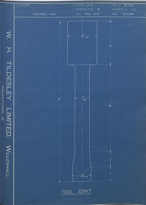 Alfred Hope & Co C Tool Joint WH Tildesley Forging Technical Drawing