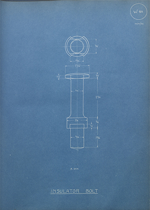 Alfred Wiseman LTD (Electric Tramway Equipment Co) A344 Insulator Bolt WH Tildesley Forging Technical Drawing