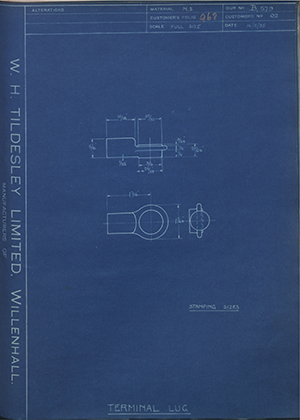 Alklum Storage Batteries LTD 02 Terminal Lug WH Tildesley Forging Technical Drawing