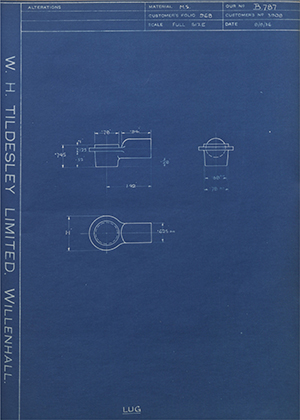 Alklum Storage Batteries LTD 3908 Lug WH Tildesley Forging Technical Drawing