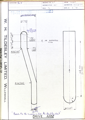 Alpha Bearings LTD CKC63707 Drive Arm WH Tildesley Forging Technical Drawing