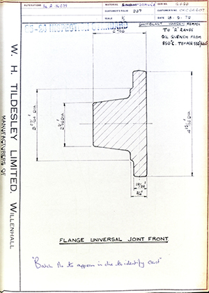 Alpha Bearings LTD CKC6407 Flange Universal Joint Front WH Tildesley Forging Technical Drawing