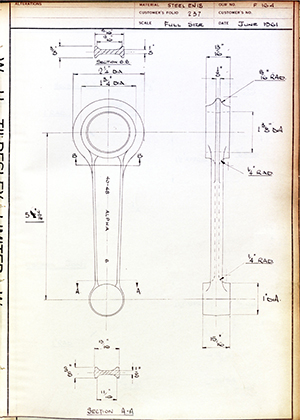 Alpha Bearings LTD  Connecting Rod WH Tildesley Forging Technical Drawing