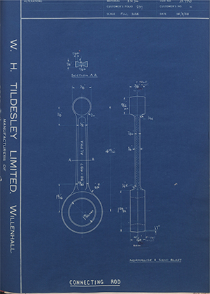 Alpha Bearings LTD  Connecting Rod WH Tildesley Forging Technical Drawing