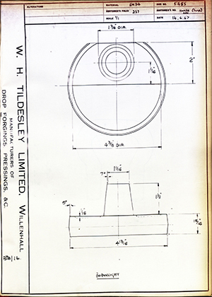 Alpha Bearings LTD Honda 250 (Large) Bobweight WH Tildesley Forging Technical Drawing