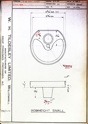 Alpha Bearings LTD Honda Bobweight Small WH Tildesley Forging Technical Drawing