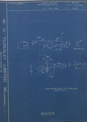 Ariel Motors (J.S) LTD ET/1306 Rocker WH Tildesley Forging Technical Drawing