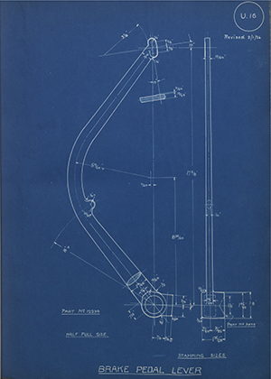 Armstrong Siddeley Motors LTD 12234 Brake Pedal Lever WH Tildesley Forging Technical Drawing