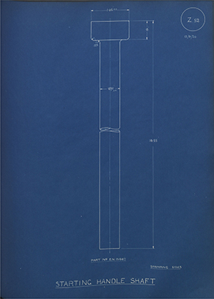 Armstrong Siddeley Motors LTD 13687 Starting Handle Shaft WH Tildesley Forging Technical Drawing