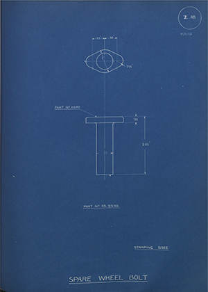 Armstrong Siddeley Motors LTD 2238 Spare Wheel Bolt WH Tildesley Forging Technical Drawing