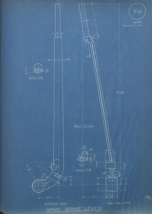 Armstrong Siddeley Motors LTD 2410 Hand Brake Lever WH Tildesley Forging Technical Drawing