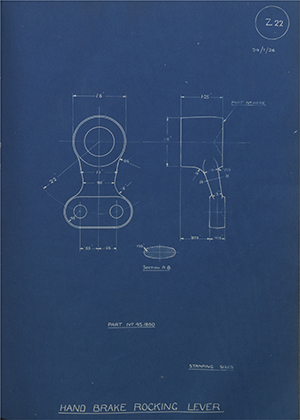 Armstrong Siddeley Motors LTD 451850 Hand Brake Rocking Lever WH Tildesley Forging Technical Drawing