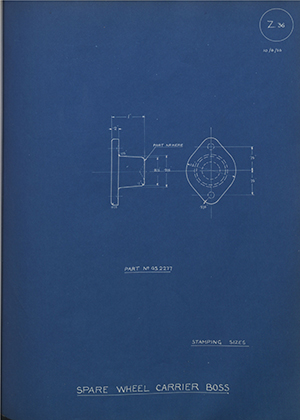 Armstrong Siddeley Motors LTD 452277 Spare Wheel Carrier Boss WH Tildesley Forging Technical Drawing