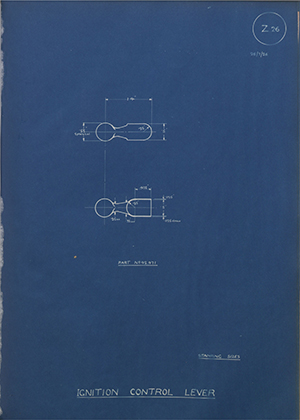 Armstrong Siddeley Motors LTD 45471 Ignition Control Lever WH Tildesley Forging Technical Drawing