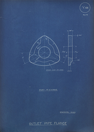 Armstrong Siddeley Motors LTD 6803 Outlet Pipe Flange WH Tildesley Forging Technical Drawing