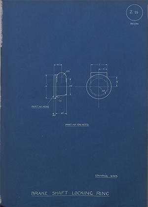 Armstrong Siddeley Motors LTD EN10372 Brake Shaft Locking Ring WH Tildesley Forging Technical Drawing