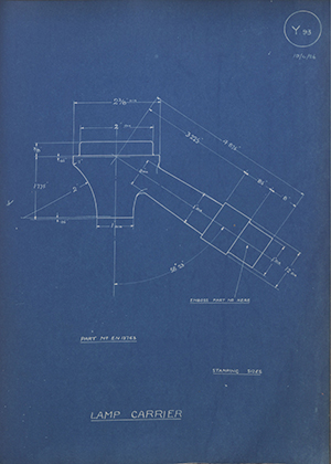 Armstrong Siddeley Motors LTD EN13763 Lamp Carrier WH Tildesley Forging Technical Drawing