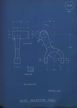 Armstrong Siddeley Motors LTD EN14362 Gear Selector Fork WH Tildesley Forging Technical Drawing