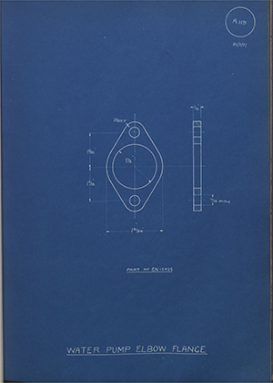 Armstrong Siddeley Motors LTD EN15425 Water Pump Elbow Flange WH Tildesley Forging Technical Drawing