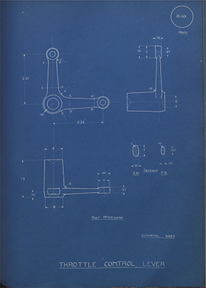 Armstrong Siddeley Motors LTD EN16446 Throttle Control Lever WH Tildesley Forging Technical Drawing