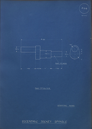 Armstrong Siddeley Motors LTD EN17013 Eccentric Jockey Spindle WH Tildesley Forging Technical Drawing