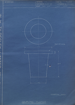 Armstrong Siddeley Motors LTD S.E.N.19819 Coupling Flange WH Tildesley Forging Technical Drawing