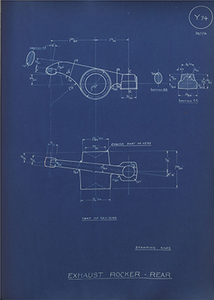 Armstrong Siddeley Motors LTD SEN13169 Exhaust Rocker - Rear WH Tildesley Forging Technical Drawing