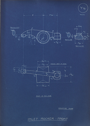 Armstrong Siddeley Motors LTD SEN13186 Inlet Rocker - Front WH Tildesley Forging Technical Drawing