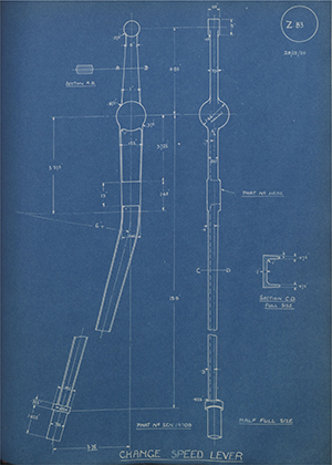 Armstrong Siddeley Motors LTD SEN14709 Change Speed Lever WH Tildesley Forging Technical Drawing