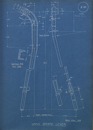 Armstrong Siddeley Motors LTD SEN14710 Hand Brake Lever WH Tildesley Forging Technical Drawing