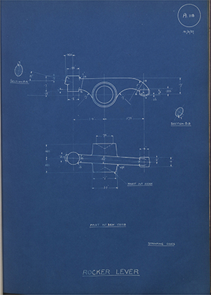 Armstrong Siddeley Motors LTD SEN15058 Rocker Lever WH Tildesley Forging Technical Drawing