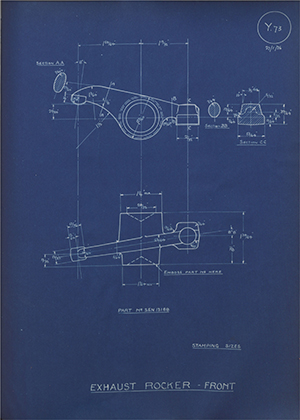 Armstrong Siddeley Motors LTD SEN17169 Exhaust Rocker - Front WH Tildesley Forging Technical Drawing