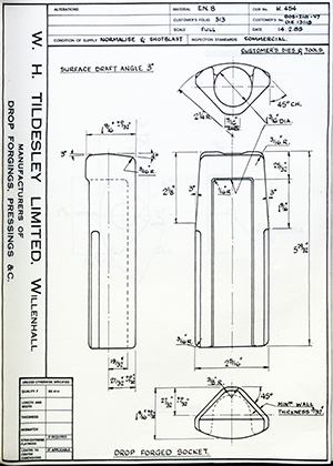 Armstrong Stevens & Son 005-2101-Y7 / DIE No 13188 Drop Forged Socket WH Tildesley Forging Technical Drawing