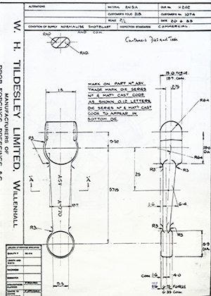 Armstrong Stevens & Son 1074  WH Tildesley Forging Technical Drawing