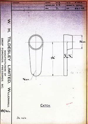 Armstrong Stevens & Son 10940 Catch WH Tildesley Forging Technical Drawing