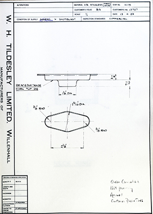 Armstrong Stevens & Son 12727  WH Tildesley Forging Technical Drawing